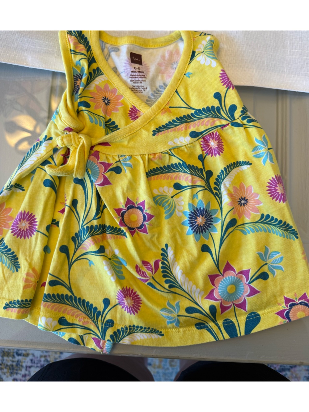 Tea Collection Yellow Floral Tie-Front Baby Top
